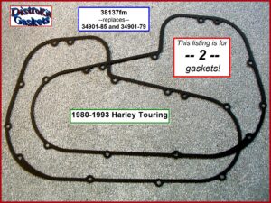 Gasket, primary cover, 2-pk, foamet, 80-93 FLT Touring 5-speed, Ref. 34901-79B