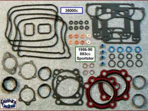 Top End Gasket Kit, copper washrs 1986-90 883cc Harley Sportster (ref. 17032-86)