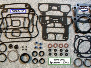Top End Gasket Kit, 1200cc, Sportster, 91-2003, MLS 0.030" Head Gaskets, 1-pc foamet rocker base gaskets Ref.  17032-91