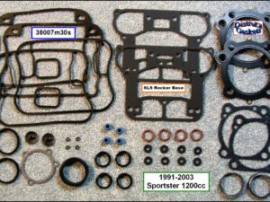Top End Gasket Kit, 1200cc, Sportster, 91-2003, MLS 0.030" Head Gaskets, 1-pc SLS rocker base gaskets, Ref.  17032-91