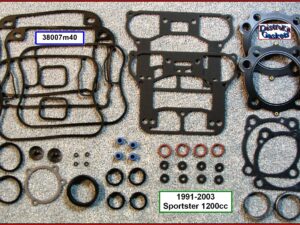 Top End Gasket Kit, 1200cc, Sportster, 91-2003, MLS 0.040" Head Gaskets, 1-pc foamet rocker base gaskets, Ref.  17032-91