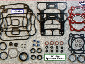 Top End Gasket Kit, 1200cc, Sportster, 91-2003, 1-pc SLS rocker base gaskets, Ref. 17032-91