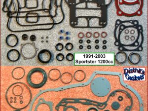 Engine Gasket Kit, 1200cc, 1991-2003 Sportster, Ref. 17026-91A, beaded head gaskets, foamet cam cover, 1-pc foamet rocker base