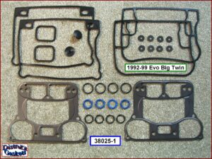 Kit, rocker box gasket, 92-99 Big Twin 1340, Ref. 17042-92, P/R O-rings, 1-pc SLS base