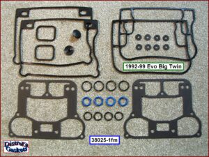 Kit, rocker box gasket, P/R O-rings, 1-pc foamet rocker base, 92-99 Big Twin 1340, Ref. 17042-92