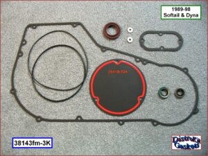 Kit, primary cover, foamet, 3-hole derby, 89-98 4sp Softail, Dyna, Ref. 60539-89 or 60539-94