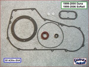 Kit, primary cover. foamet, 5-hole AIM derby, 99-05 Dyna, 99-06 Softail, Ref. 60539-89 or 60539-94